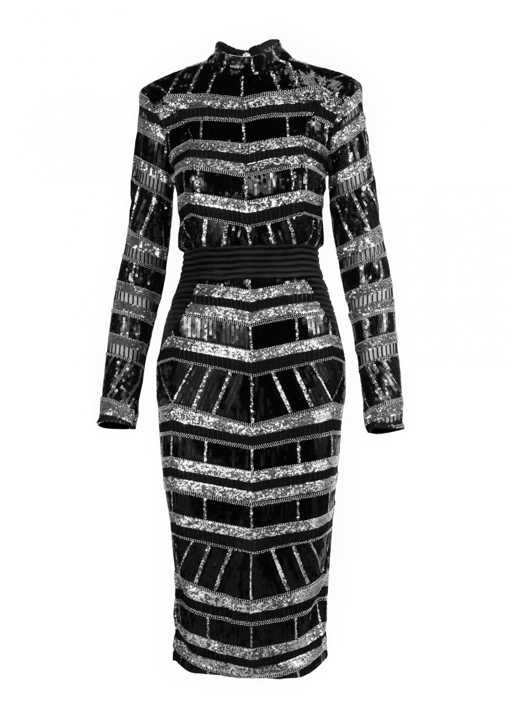ZHIVAGO Illume Midi Dress in Black and Silver | THE-PRIVATE-LABEL.COM